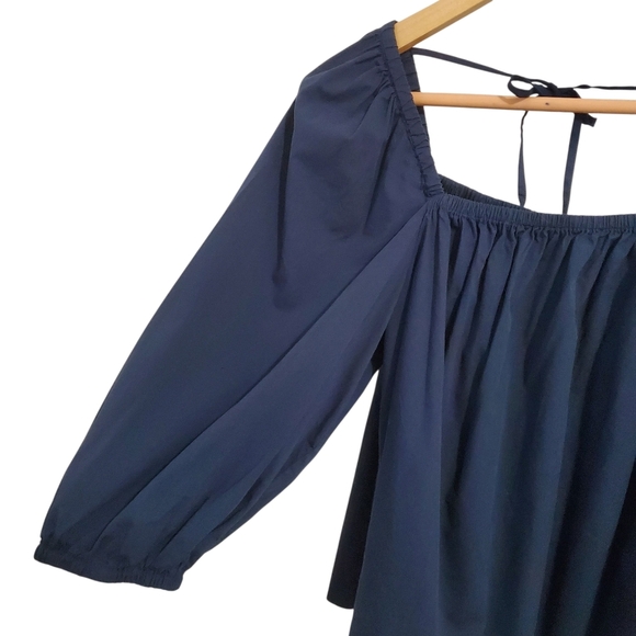 Madewell Puff-Sleeve Babydoll Top Navy Size 6 Clean Girl Summer - Picture 6 of 15